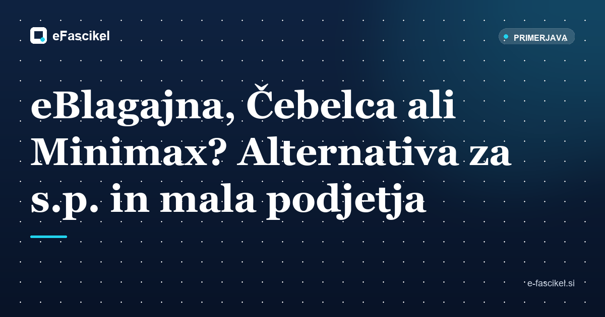 eBlagajna, Čebelca ali Minimax? eFascikel kot alternativa za s.p. in mala podjetja